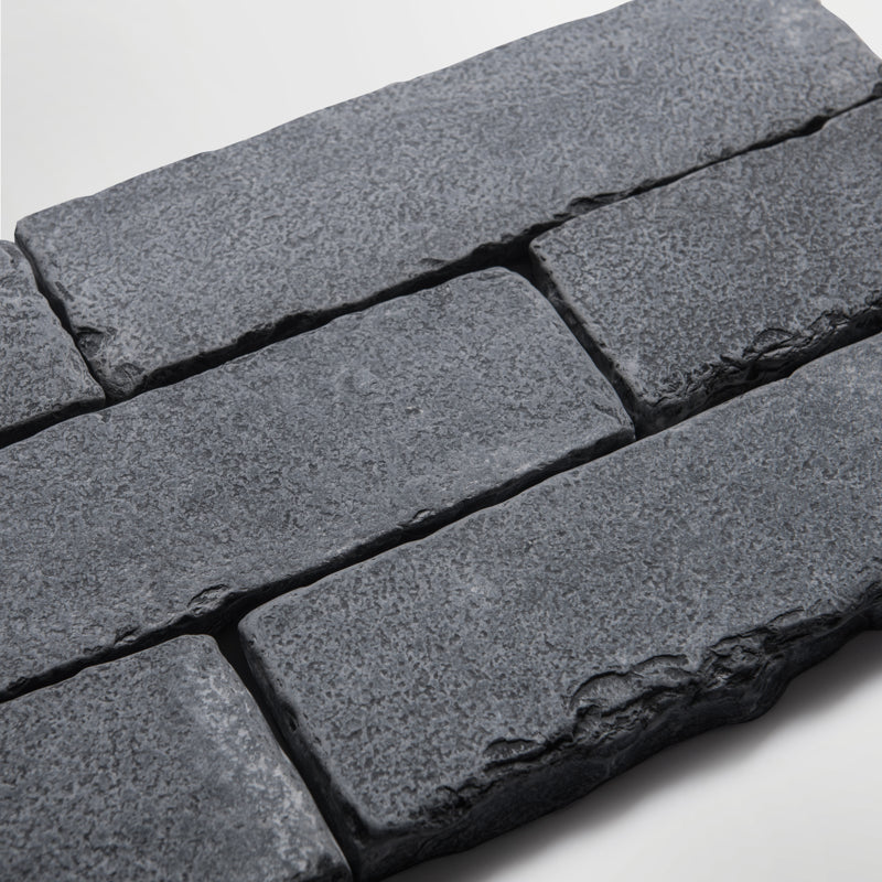 Bordeaux Black Parquet | Tumbled Limestone Distressed Black Floor Tile