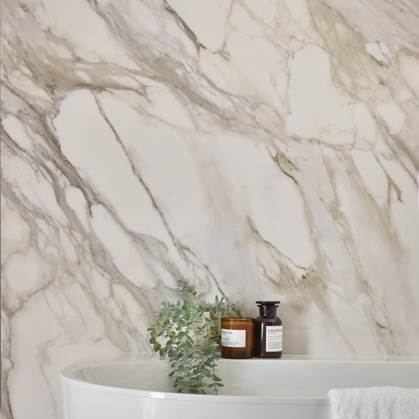 Massa D'oro Bookmatch | Polished Porcelain Marble Effect White Floor & Wall Tile